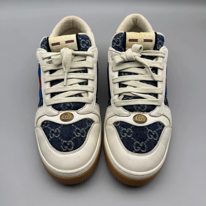 Gucci gucci screener white blue denim sneakers Size US 10 / EU 43 - 4 Thumbnail