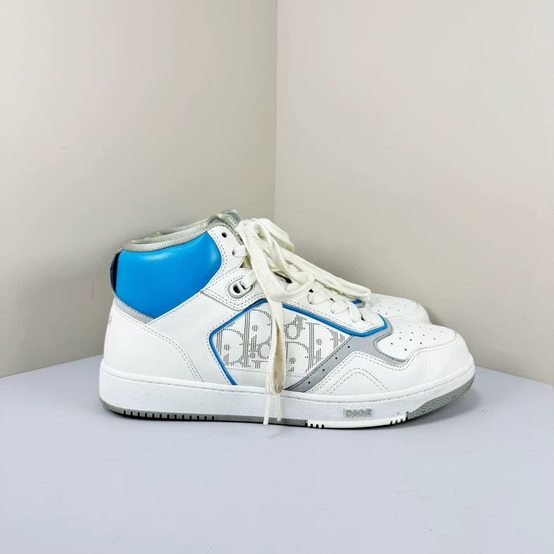 Dior Dior B27 High-Top Sneakers in White and Blue Size US 10 / EU 43 - 4 Thumbnail