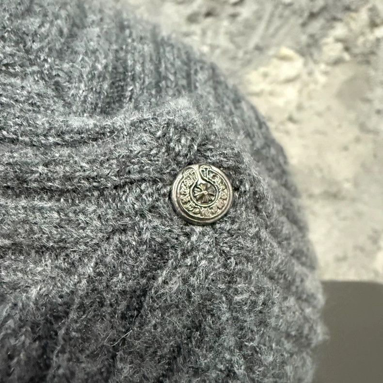 Chrome Hearts gray knitted beanie with cross logo Size ONE SIZE - 5 Thumbnail