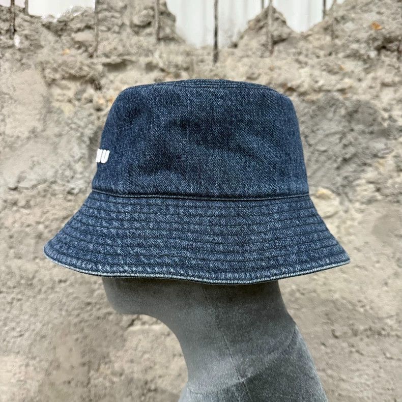 Miu Miu miu miu denim embroidered logo bucket hat Size ONE SIZE - 2 Thumbnail