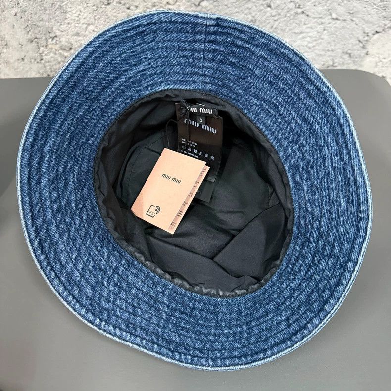 Miu Miu miu miu denim embroidered logo bucket hat Size ONE SIZE - 5 Thumbnail