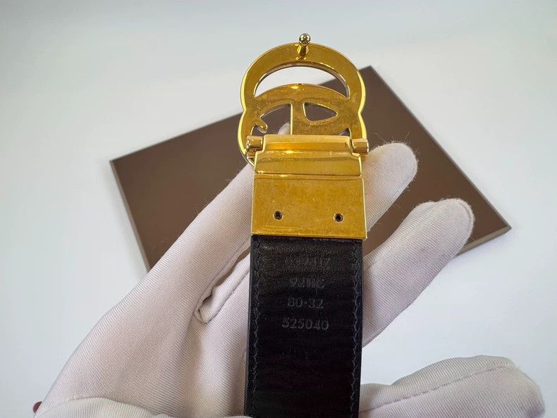 Gucci gucci gg monogram belt with gold buckle Size ONE SIZE - 4 Thumbnail