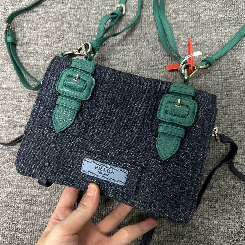 Prada prada denim green crossbody bag small Size ONE SIZE - 4 Thumbnail
