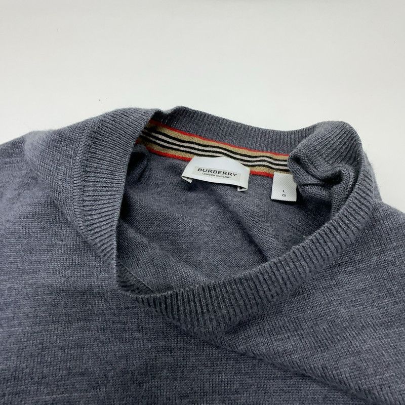 Burberry Burberry Gray Striped Casual Knit Sweater 0079 Size US L / EU 52-54 / 3 - 2 Thumbnail