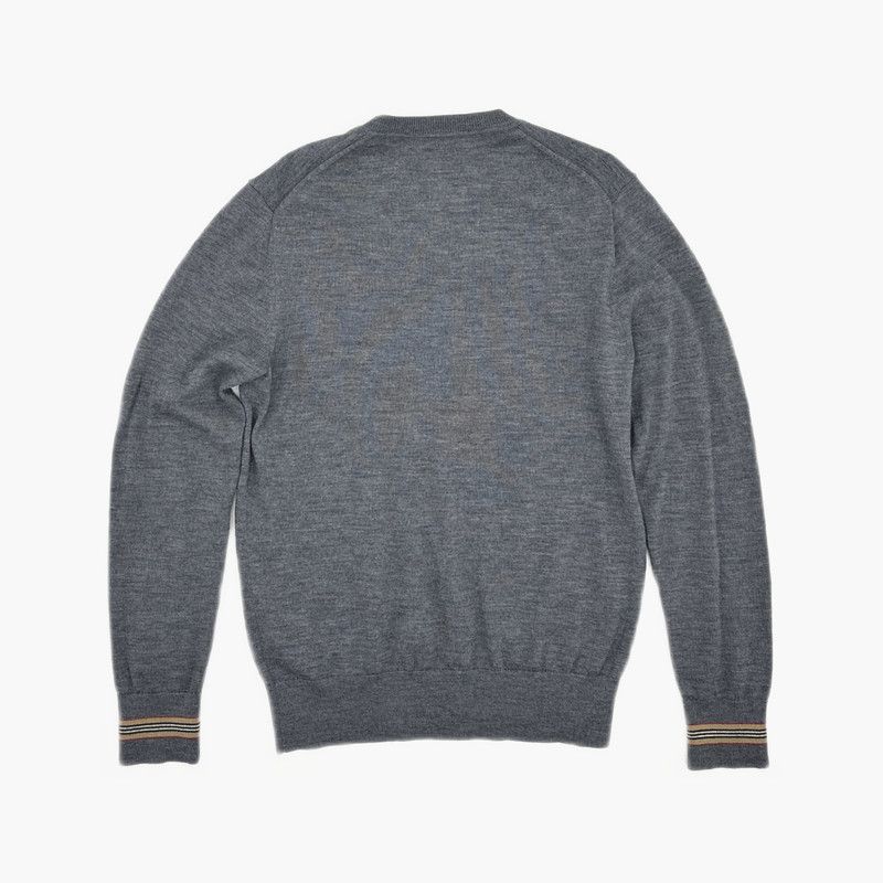 Burberry Burberry Gray Striped Casual Knit Sweater 0079 Size US L / EU 52-54 / 3 - 3 Thumbnail