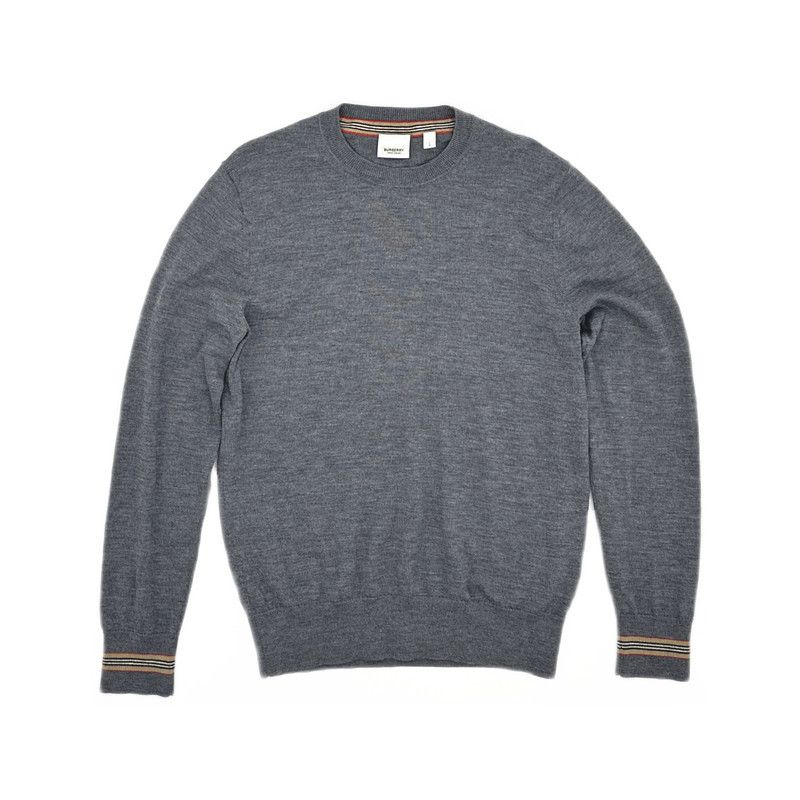 Burberry Burberry Gray Striped Casual Knit Sweater 0079 Size US L / EU 52-54 / 3 - 5 Thumbnail