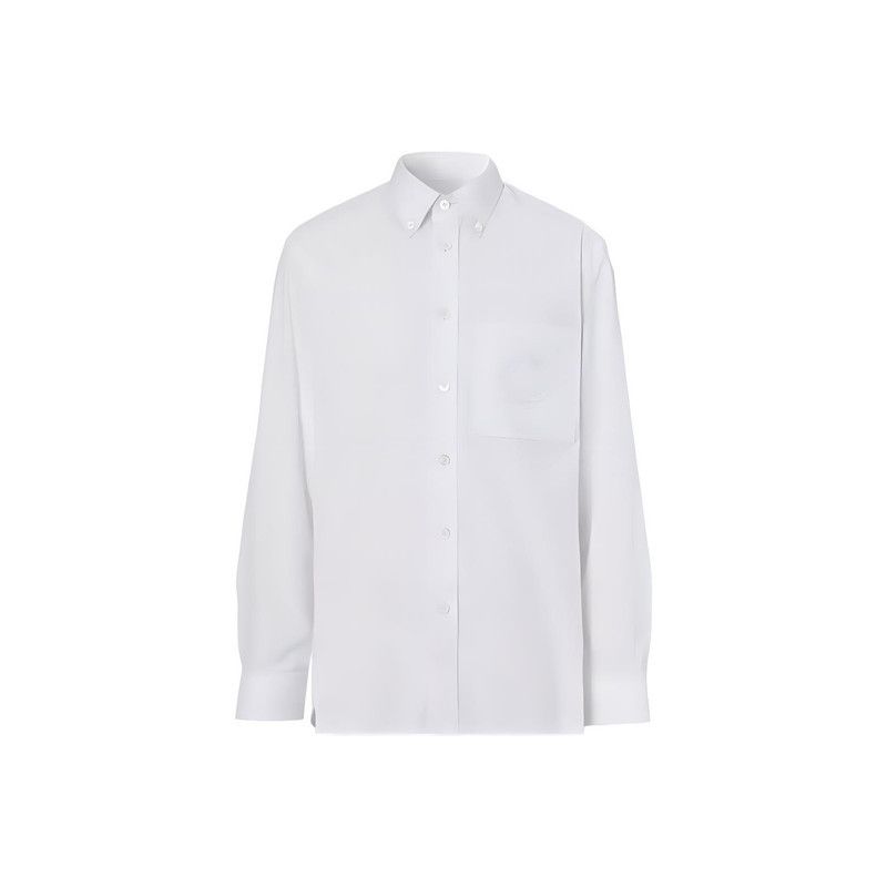 Burberry Burberry White Long Sleeve Shirt with Badge 0079 Size US M / EU 48-50 / 2 - 3 Thumbnail