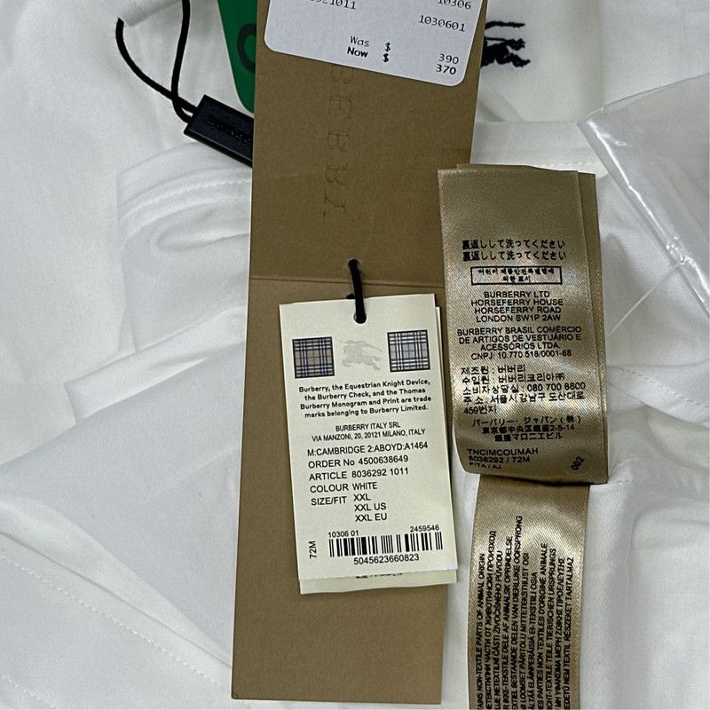 Burberry Burberry White Logo Embroidered Long Sleeve Shirt 0079 Size US XXL / EU 58 / 5 - 2 Thumbnail