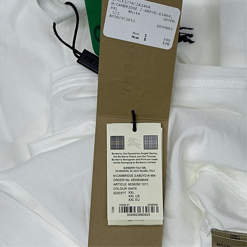 Burberry Burberry White Logo Embroidered Long Sleeve Shirt 0079 Size US XXL / EU 58 / 5 - 5 Thumbnail