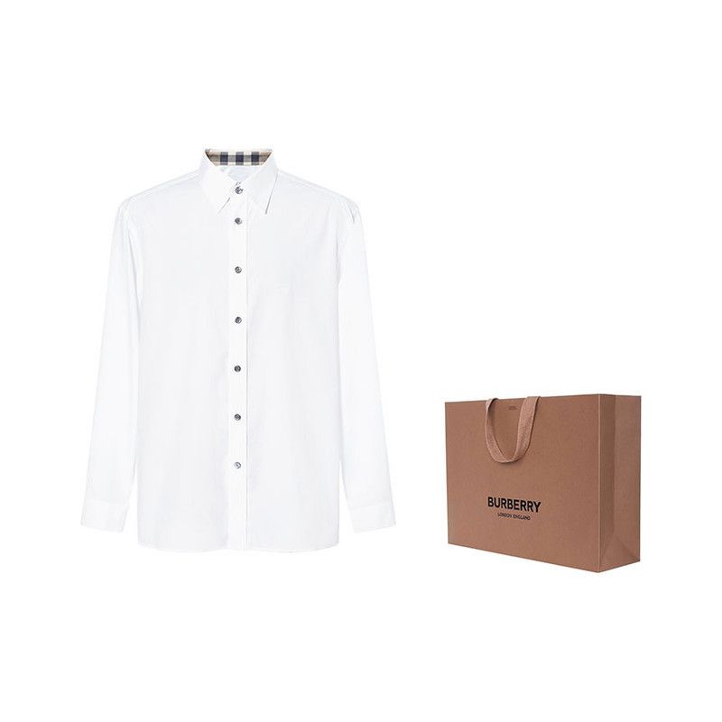 Burberry Burberry White Logo Long Sleeve Shirt 0079 Size US XXL / EU 58 / 5 - 3 Thumbnail