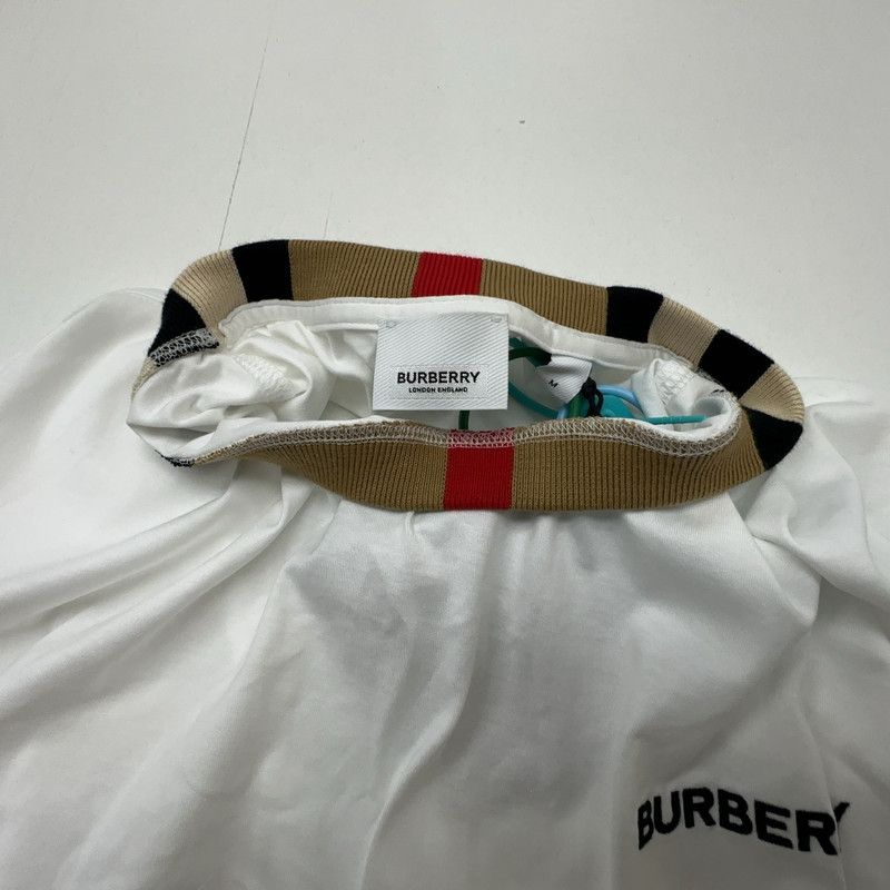Burberry Burberry Logo Embroidered White Short Sleeve T-Shirt 0079 Size US M / EU 48-50 / 2 - 4 Thumbnail