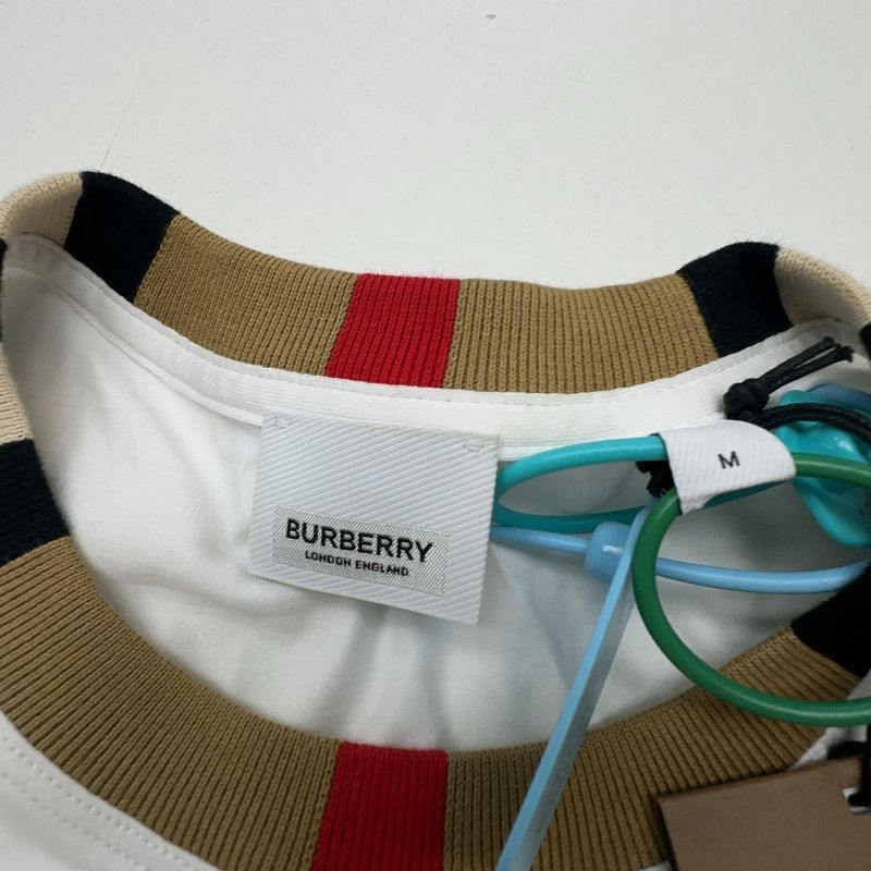Burberry Burberry Logo Embroidered White Short Sleeve T-Shirt 0079 Size US M / EU 48-50 / 2 - 5 Thumbnail
