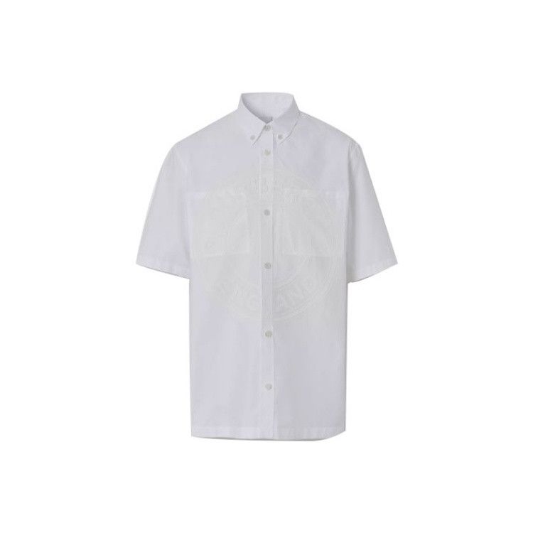Burberry Burberry Logo Print Cotton Satin Shirt 0079 Size US M / EU 48-50 / 2 - 7 Thumbnail