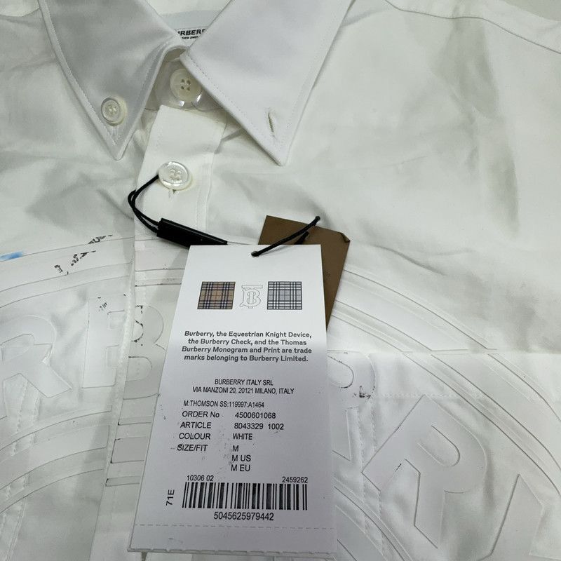 Burberry Burberry Logo Print Cotton Satin Shirt 0079 Size US M / EU 48-50 / 2 - 2 Thumbnail