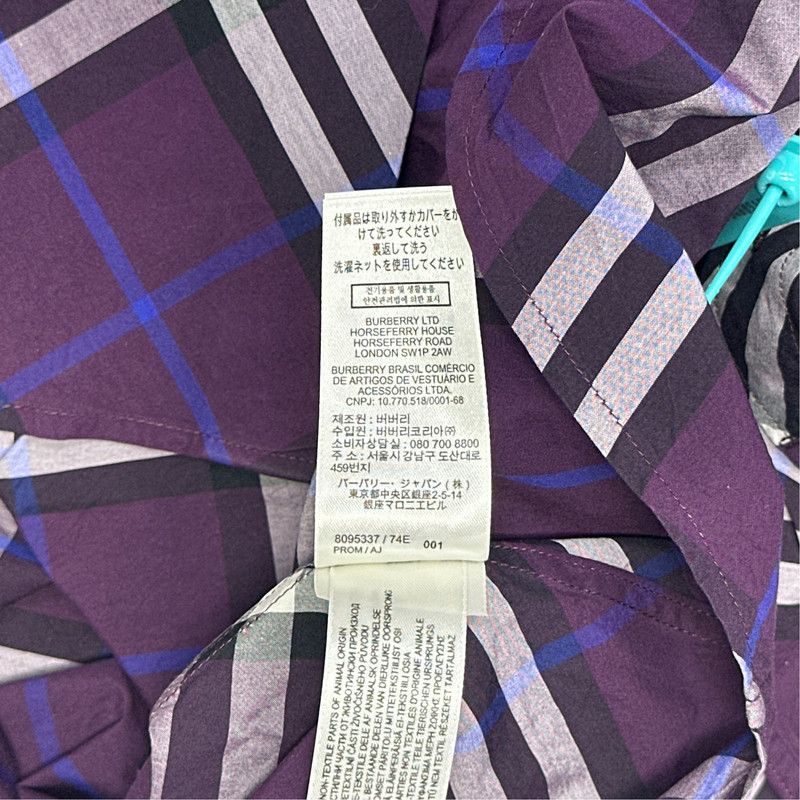 Burberry Burberry Purple Check Long Sleeve Shirt 0079 Size US M / EU 48-50 / 2 - 4 Thumbnail