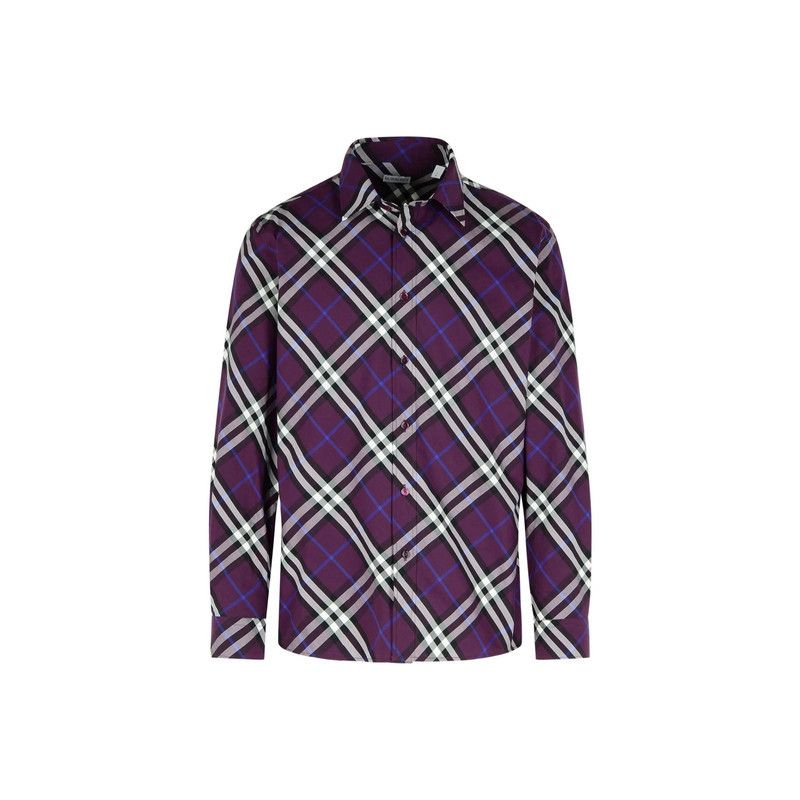 Burberry Burberry Purple Check Long Sleeve Shirt 0079 Size US M / EU 48-50 / 2 - 3 Thumbnail
