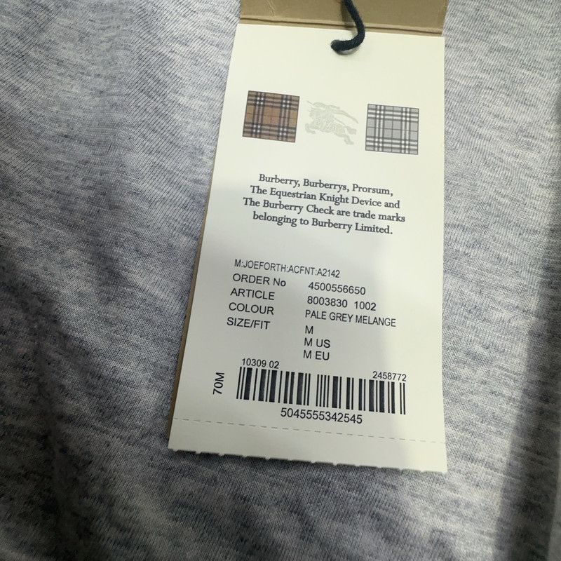 Burberry Burberry Gray Embroidered Short Sleeve T-Shirt 0079 Size US M / EU 48-50 / 2 - 10 Thumbnail