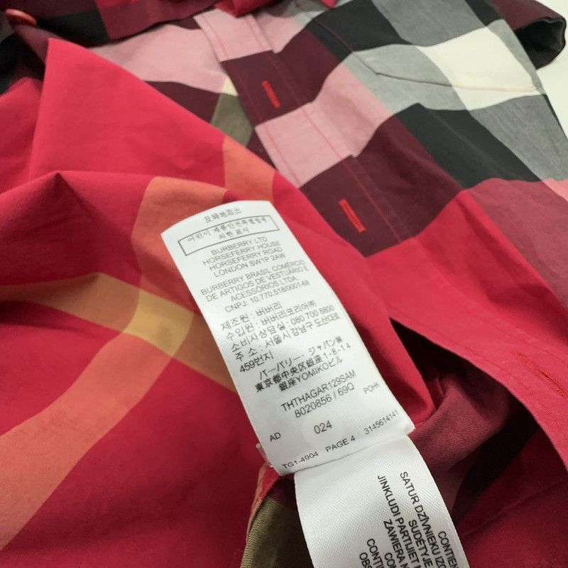 Burberry Burberry Red Check Short Sleeve Shirt 0079 Size US M / EU 48-50 / 2 - 6 Thumbnail