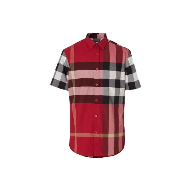 Burberry Burberry Red Check Short Sleeve Shirt 0079 Size US M / EU 48-50 / 2 - 8 Thumbnail