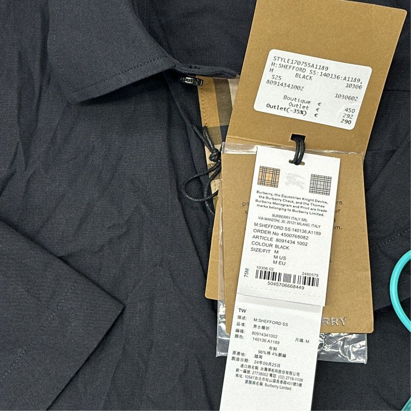 Burberry Burberry Black Short Sleeve Button-Up Shirt 0079 Size US M / EU 48-50 / 2 - 7 Thumbnail