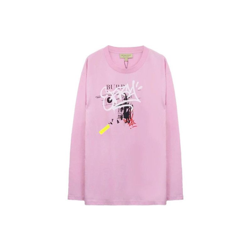 Burberry Burberry Pink Graffiti Logo Long Sleeve Sweatshirt 0079 Size US XL / EU 56 / 4 - 2 Thumbnail