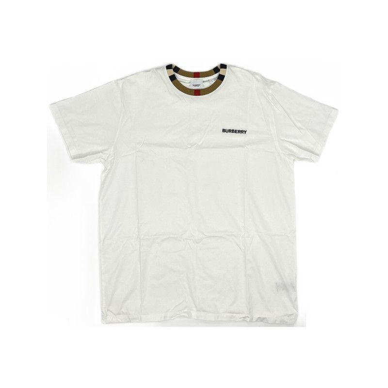 Burberry Burberry White Embroidered Logo Short Sleeve T-Shirt 0079 Size US L / EU 52-54 / 3 - 5 Thumbnail