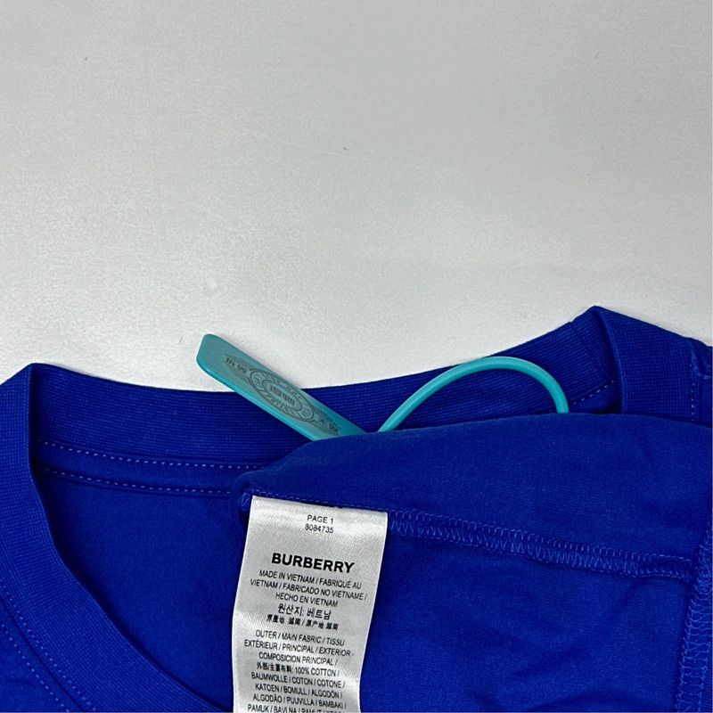 Burberry Burberry Blue Logo Print Crew Neck T-Shirt 0079 Size US XL / EU 56 / 4 - 5 Thumbnail