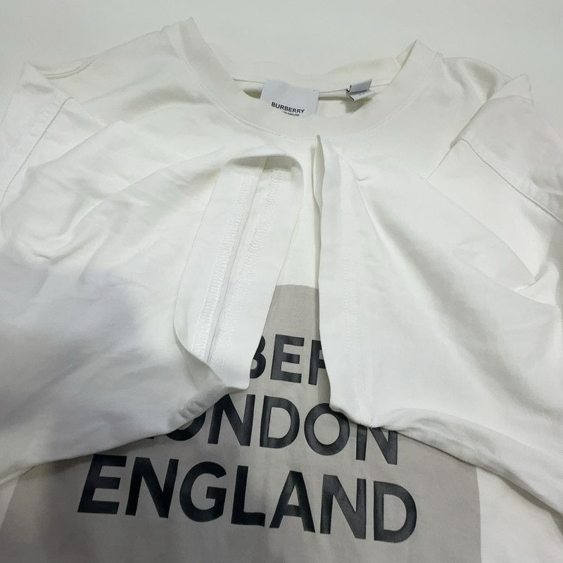 Burberry Burberry White Logo Print Casual T-Shirt 0079 Size US XS / EU 42 / 0 - 3 Thumbnail