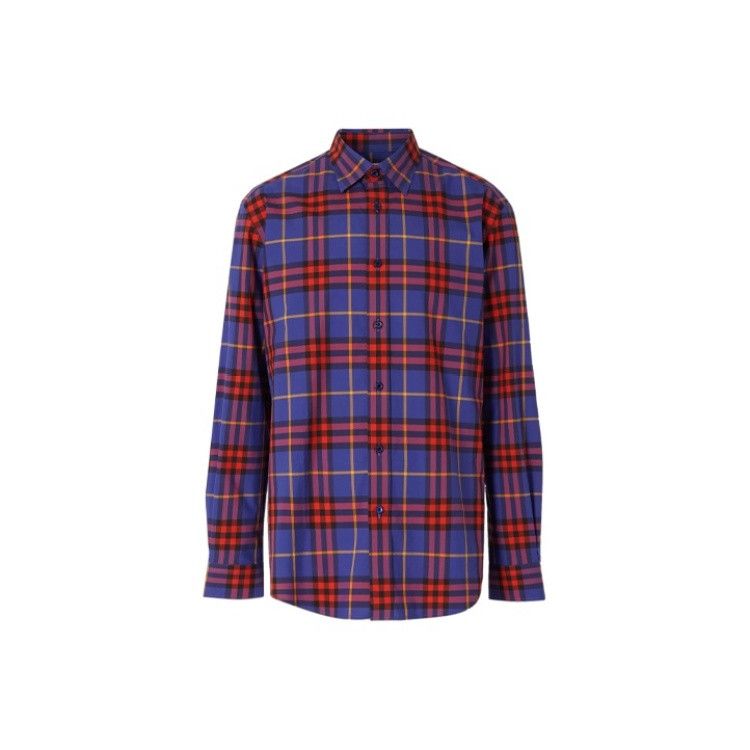 Burberry Burberry Purple Check Long Sleeve Shirt 0079 Size US L / EU 52-54 / 3 - 7 Thumbnail