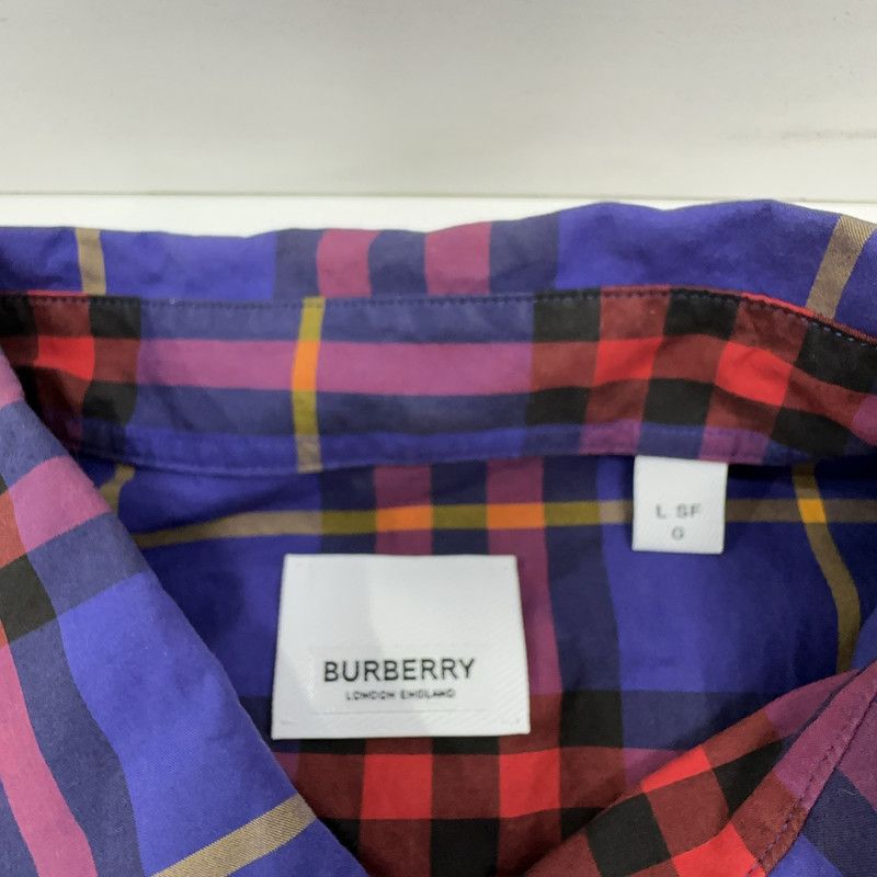 Burberry Burberry Purple Check Long Sleeve Shirt 0079 Size US L / EU 52-54 / 3 - 5 Thumbnail