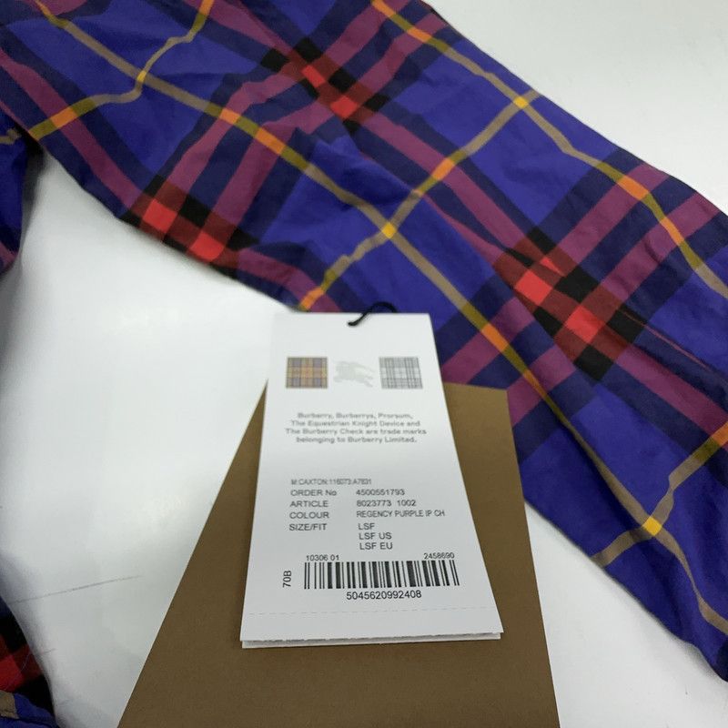 Burberry Burberry Purple Check Long Sleeve Shirt 0079 Size US L / EU 52-54 / 3 - 6 Thumbnail