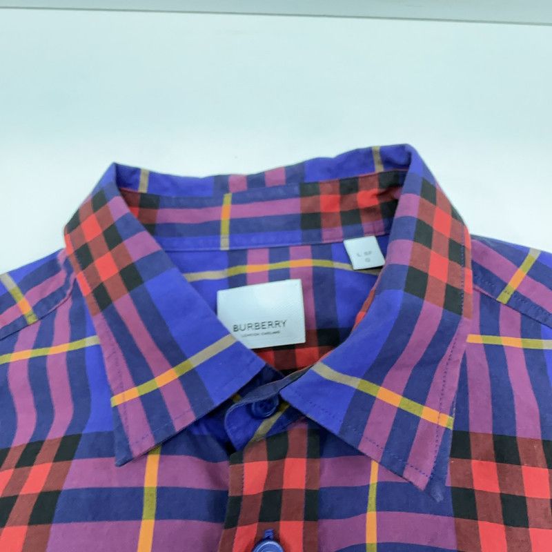 Burberry Burberry Purple Check Long Sleeve Shirt 0079 Size US L / EU 52-54 / 3 - 3 Thumbnail