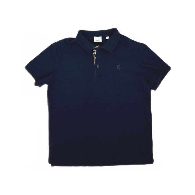 Burberry Burberry Men's Solid Polo Shirt with Check Detail 0079 Size US L / EU 52-54 / 3 - 8 Thumbnail