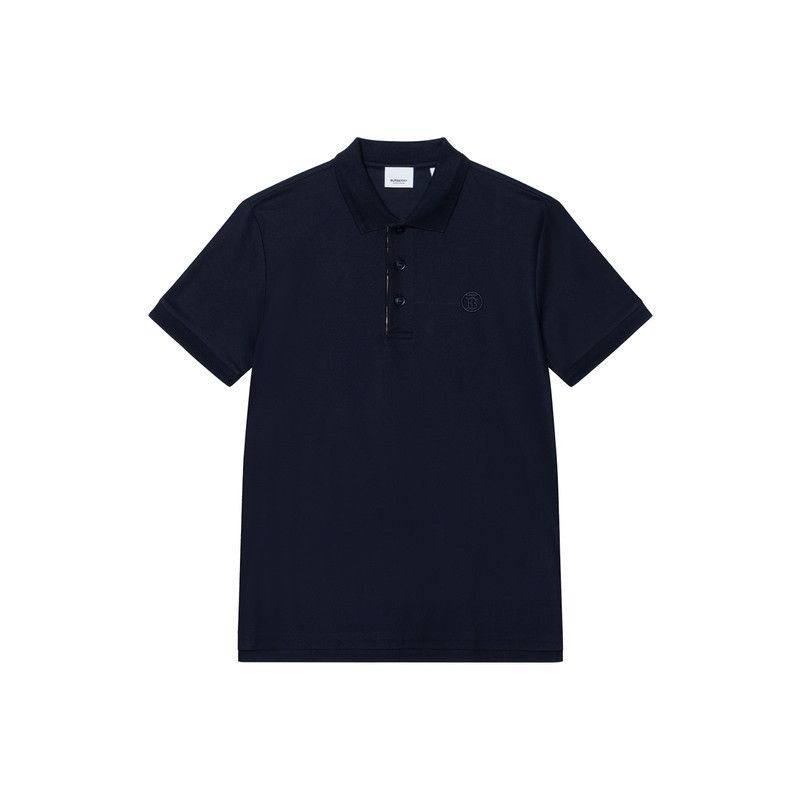 Burberry Burberry Men's Solid Polo Shirt with Check Detail 0079 Size US L / EU 52-54 / 3 - 4 Thumbnail