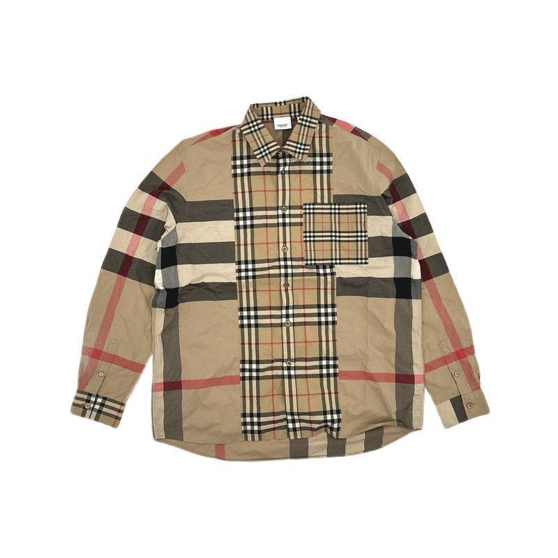 Burberry Burberry Beige Check Long Sleeve Shirt 0079 Size US L / EU 52-54 / 3 - 5 Thumbnail