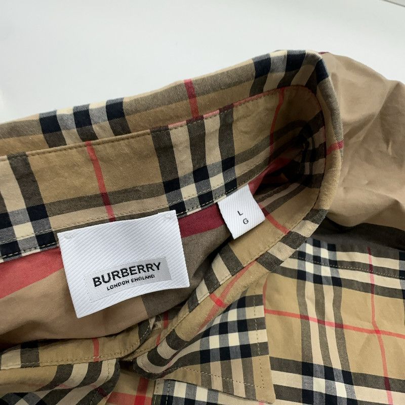 Burberry Burberry Beige Check Long Sleeve Shirt 0079 Size US L / EU 52-54 / 3 - 6 Thumbnail