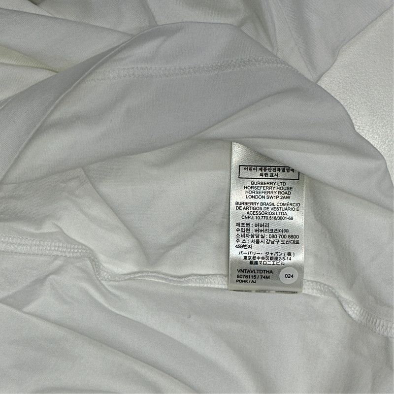 Burberry Burberry Embroidered Logo White Short Sleeve T-Shirt 0079 Size US M / EU 48-50 / 2 - 2 Thumbnail