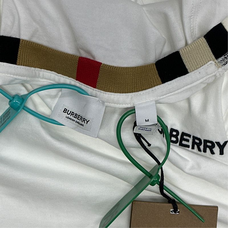 Burberry Burberry Embroidered Logo White Short Sleeve T-Shirt 0079 Size US M / EU 48-50 / 2 - 3 Thumbnail