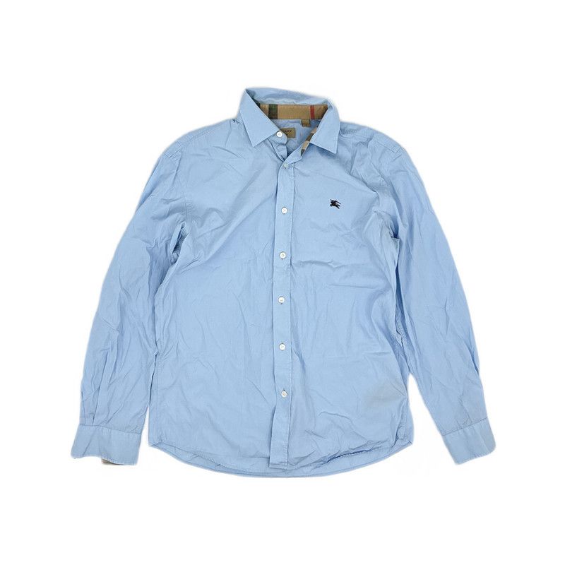 Burberry Burberry Blue Logo Print Long Sleeve Shirt 0079 Size US M / EU 48-50 / 2 - 7 Thumbnail