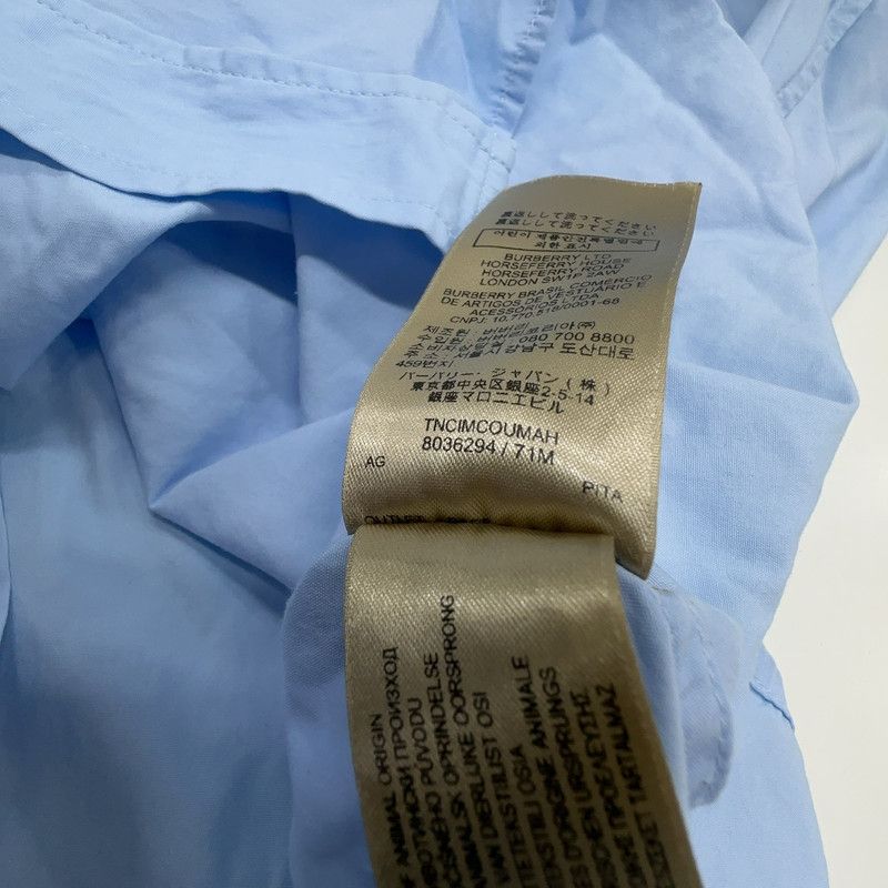 Burberry Burberry Blue Logo Print Long Sleeve Shirt 0079 Size US M / EU 48-50 / 2 - 5 Thumbnail