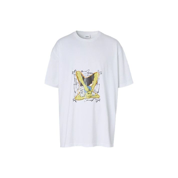 Burberry Burberry White Graffiti Print Cotton T-Shirt 0079 Size US XS / EU 42 / 0 - 4 Thumbnail