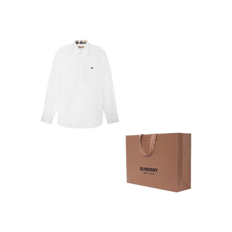 Burberry Burberry White Logo Embroidered Casual Shirt 0079 Size US XXL / EU 58 / 5 - 3 Thumbnail