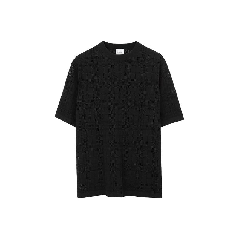 Burberry Burberry SS23 Black Check Cotton T-Shirt 0079 Size US XS / EU 42 / 0 - 3 Thumbnail