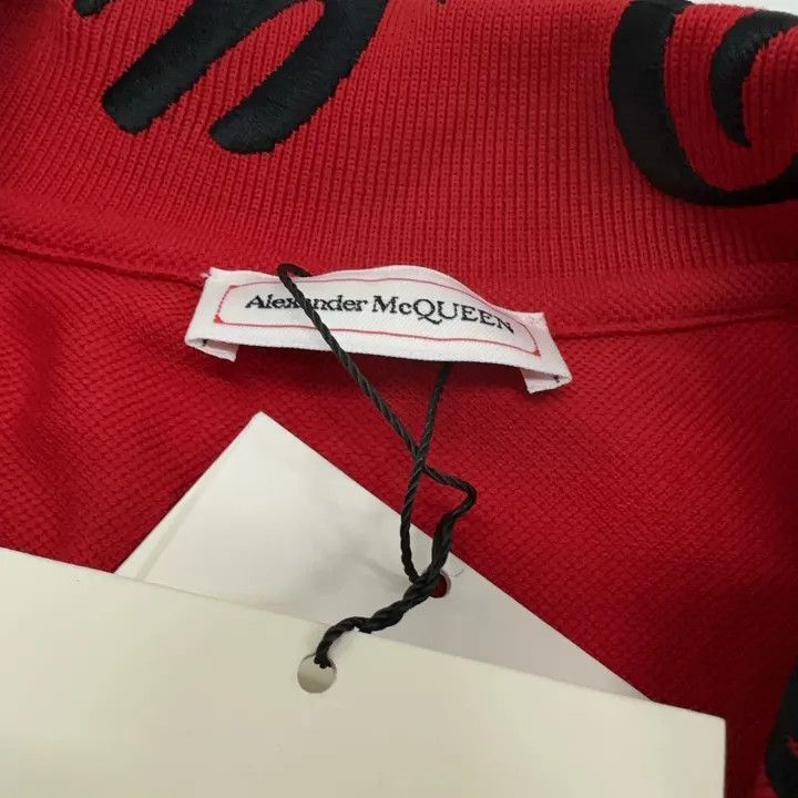 Alexander McQueen Alexander McQueen Red Embroidered Short Sleeve Polo 0079 Size US XL / EU 56 / 4 - 6 Thumbnail