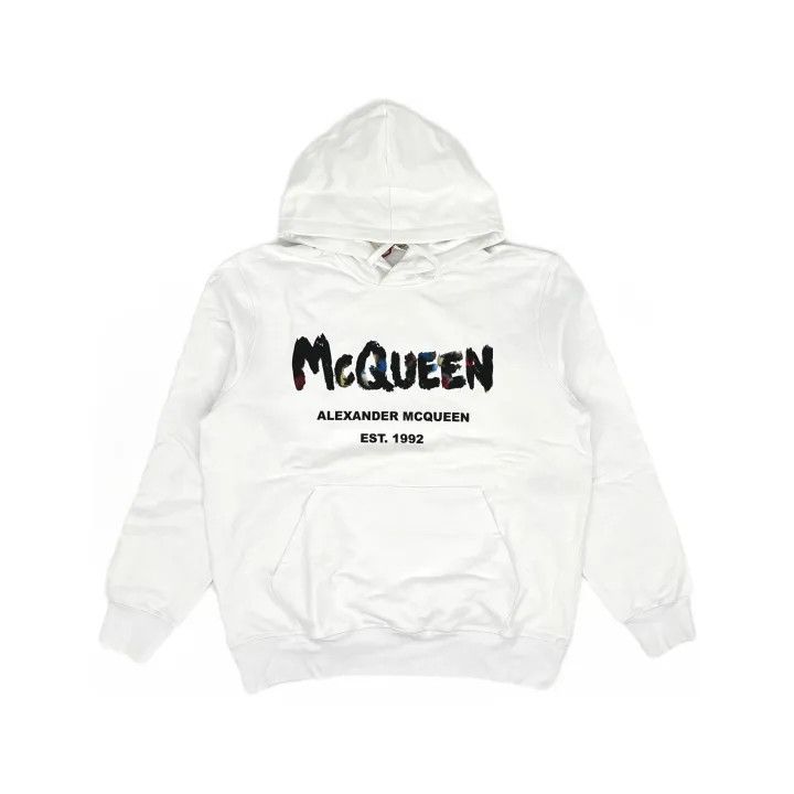 Alexander McQueen Alexander McQueen White Graffiti Logo Hoodie 0079 Size US L / EU 52-54 / 3 - 2 Thumbnail