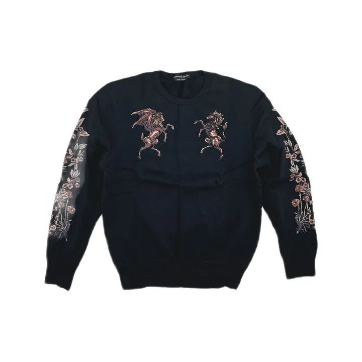 Alexander McQueen Alexander McQueen Floral Unicorn Embroidery Knit Sweater 0079 Size US L / EU 52-54 / 3 - 2 Thumbnail