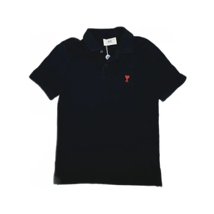 AMI AMI Love Logo Black Short Sleeve Polo 0079 Size US S / EU 44-46 / 1 - 2 Thumbnail