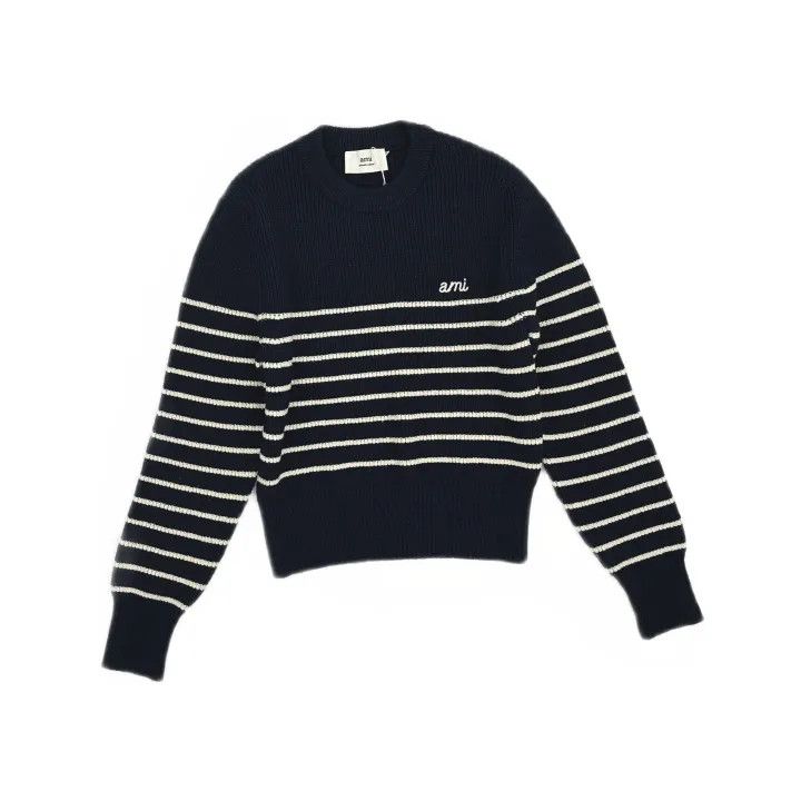 AMI Ami Paris Striped Knitted Sweater 0079 Size US L / EU 52-54 / 3 - 2 Thumbnail