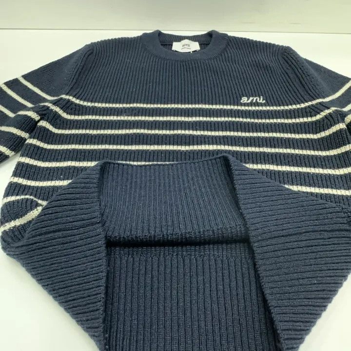 AMI Ami Paris Striped Knitted Sweater 0079 Size US L / EU 52-54 / 3 - 8 Thumbnail