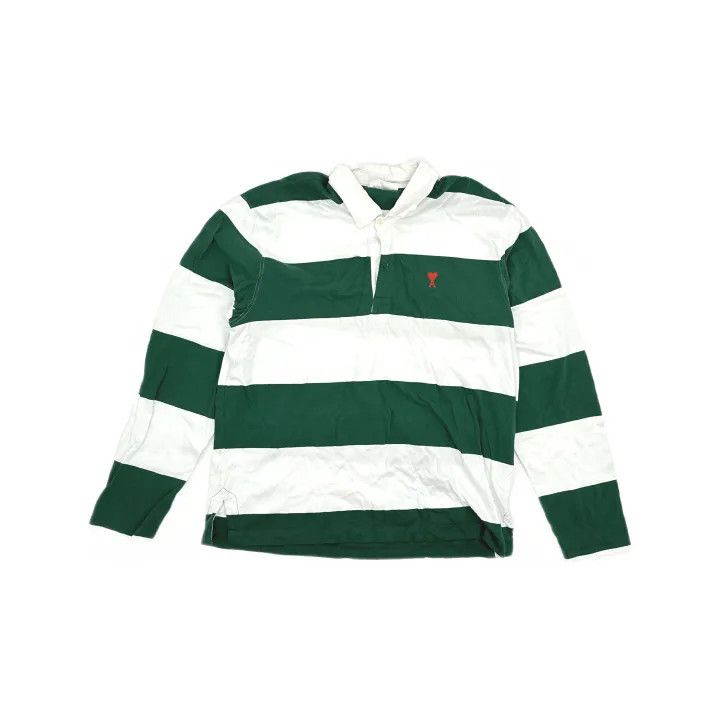 AMI AMI Striped Long Sleeve Polo Shirt for Men 0079 Size US XL / EU 56 / 4 - 2 Thumbnail